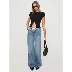 Mellowed Out Low Rise Straight Leg Jeans Mid Blue