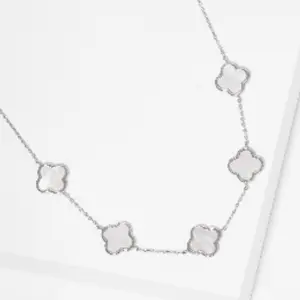 Gold-Dipped Linked Colored Clover Necklace