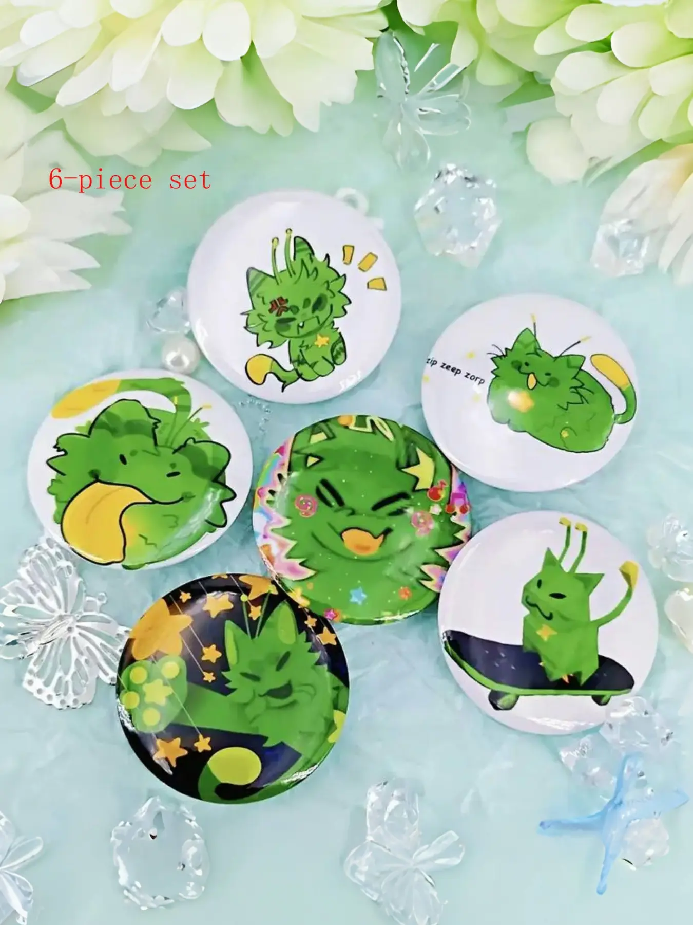 Cute Cartoon Pattern Pin Badge Brooches, Unique Plastic DIY Button Pins, Creative Holiday Accessories for Jeans, T-Shirts, Backpacks & Hats, Lapel Pins, Brooch Set