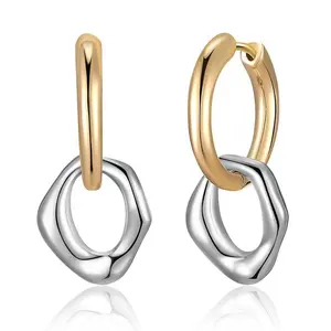 Chain Dangle Earrings for Women Trendy Two Tone Statement Earrings Lightweight Hypoallergenic Jewelry Gifts for girl