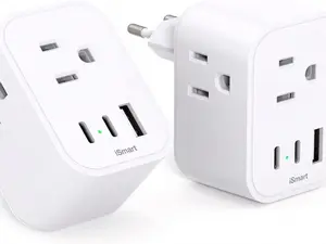 【2-Pack】 European Travel Plug Adapter, International Power Plug Adapter with 3 Outlets 3 USB Ports (2 USB-C), Type C Plug Adapter Travel Essentials for Most of Europe Spain Italy France Germany