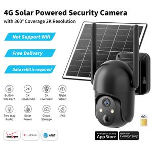 [TikTokShopBlackFriday] 4G LTE Cellular Solar Surveillance Security Camera – 2K HD Video 360° View,NoWiFi, Remote APP Controlled,WaterProof,MotionActivated, NightVision, 4GData Card Included (Data refill is required for Unlimited 4G data usage) Connection
