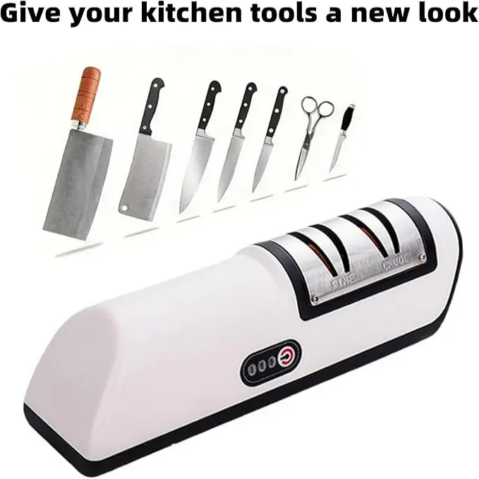 Automatic electric knife sharpener, handheld sharpener, 2-stage sharpener, kitchen portable sharpener, kitchen knife sharpener (Color: black) Sharpening Blade