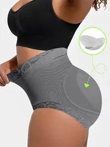 Contrast Lace Trim Padded Shapewear Shorts for Women, BBL Hip Enhancer Fajas Butt Lifting Boyshorts, Fitted, Firm Tummy Control, Large Booty Pads, Fits Dresses & Skirts, Daily Wear Comfort, Postpartum Lace Hip Pad Shaper, Women's clothing