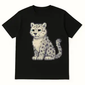 Snow Leopard Pixel Graphic T-shirt Sweatshirt Casual Crewneck Comfort Top Womenswear Menswear