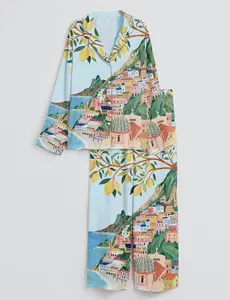 Positano Lemon Pajama Set – Amalfi Coast Italian Summer Sleepwear #pajamas