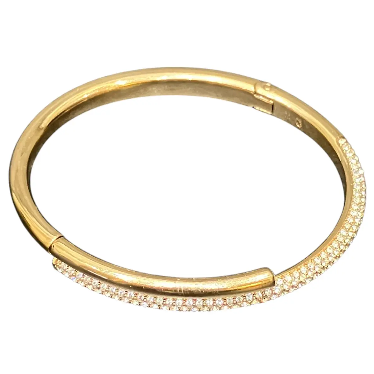 Pre-owned Swarovski Gold-plated Small Leather Goods Dextera Bangle