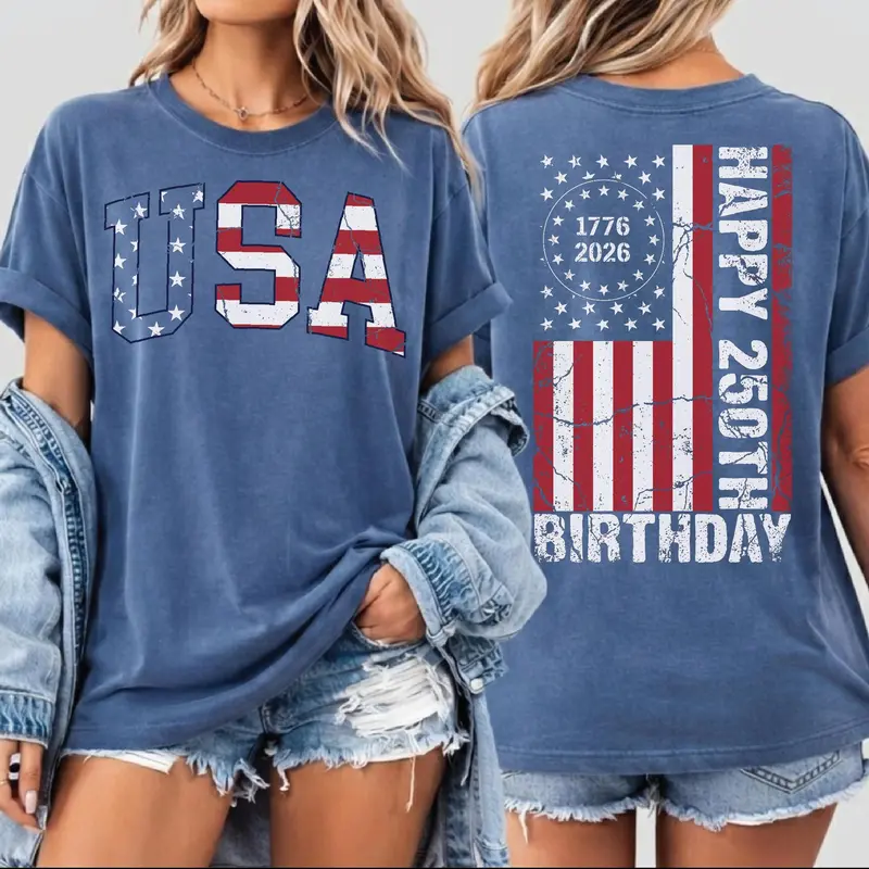 Comfort Colors America 250th Anniversary T Shirt, Patriotic USA 1776-2026 Graphic Tee, Vintage American Freedom Independence Day Shirt for Men and Women - AL