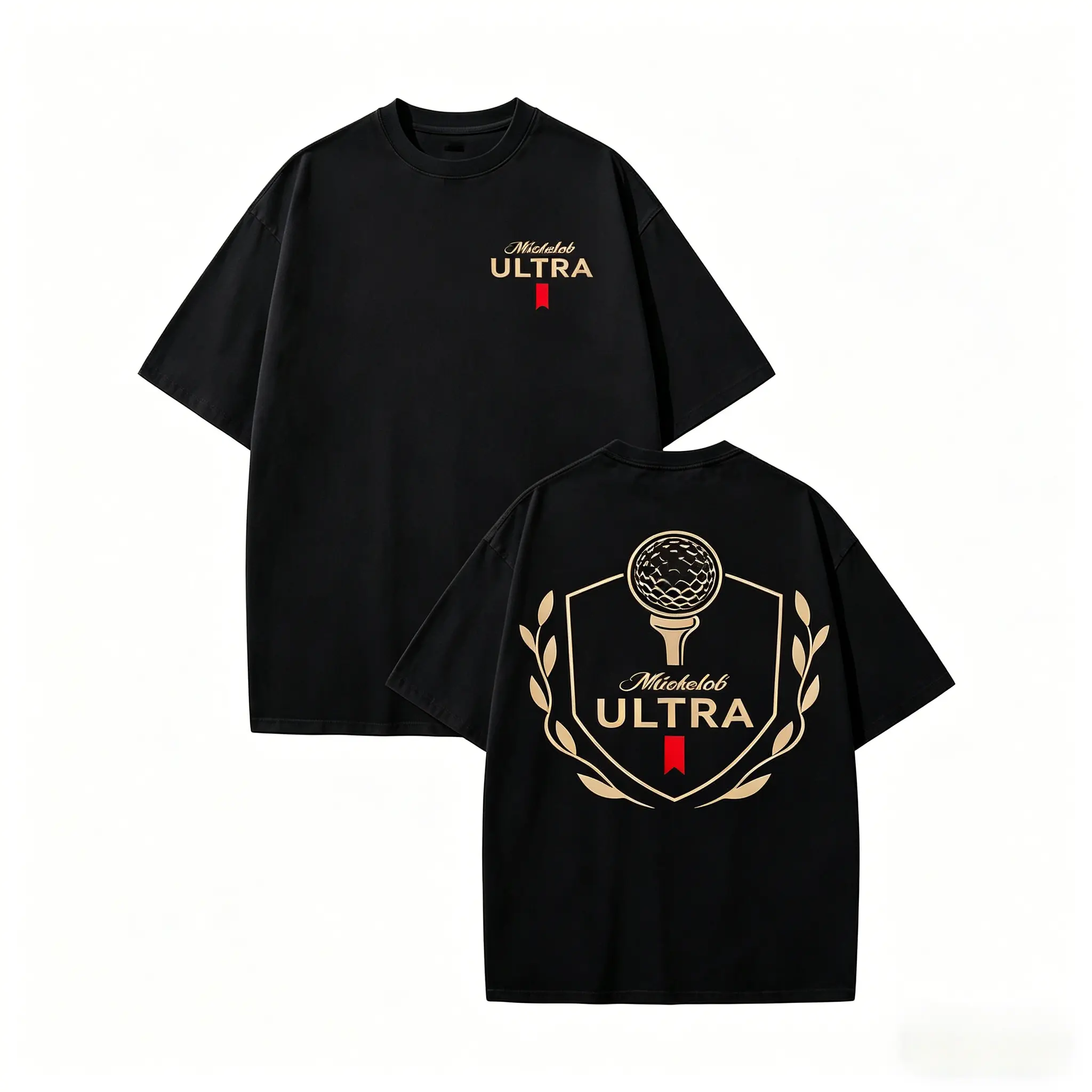 Cotton Michelob Ultra Golf Ball  Cotton Vintage Distressed Graphic Tee, Men's Short Sleeve  Cotton  T-Shirt Loose Fit, Retro Sports Streetwear Vintage Casual Golf Beer Aesthetic Baggy