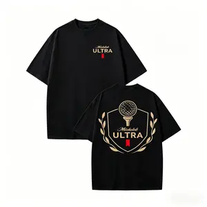 Cotton Michelob Ultra Golf Ball  Cotton Vintage Distressed Graphic Tee, Men's Short Sleeve  Cotton  T-Shirt Loose Fit, Retro Sports Streetwear Vintage Casual Golf Beer Aesthetic Baggy