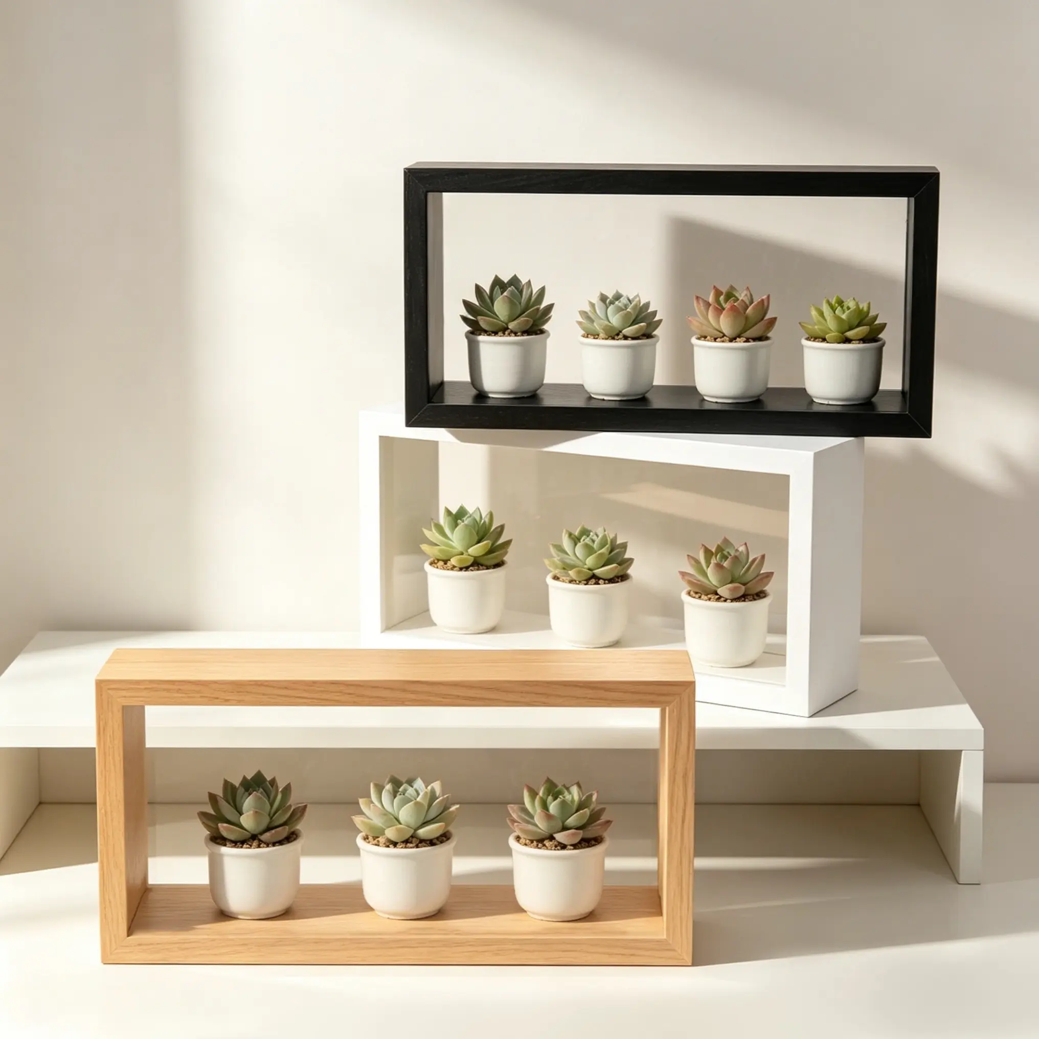 Large DIY Wooden Display Frame, Elegant Wood Showcase, Perfect for Plant Corner, Succulent Display, Ideal Gift for Family and Friends