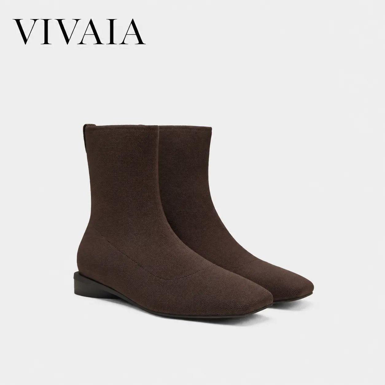 VIVAIA Women’s Square-Toe Ankle Boots, Water-Repellent Knit Booties with Cushioned Insole & Low Block Heel, Fall Winter Boots for Women, Back to School Shoes (Marsa)