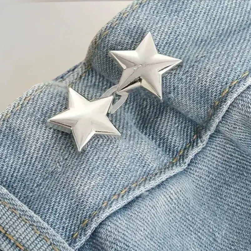 Pair of Stars Adjustable Waist Tighteners Matte Finish Alloy Durable Fashion Accessories Choose from 4 Metal Colors Cinch for Loose Pants Shorts