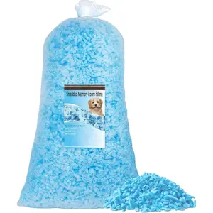 5lbs Shredded Memory  Filling for Bean Bag Filler, Soft and Convenient Pillow Stuffing  for Couch Cushion  Bed Chair Arts Crafts, Added Gel Particles (Blue)
