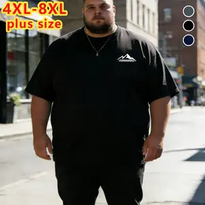 8XL Extra-Large Plus Size Men’s T-Shirt — Summer Minimalist Solid Color Casual Top, Versatile and Comfortable Short-Sleeve Tee for Everyday Wear and Multiple Occasions — A Practical Item That Pairs Easily, Essential for Fitness Training and Holiday Gifts