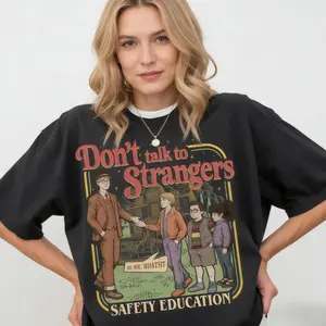 Women's T Shirt Movie Don't Talk To Strangers Safety Education Casual Loose Fit Short Sleeve Summer Top trench coat women
