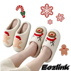 Eozlink 2024 Christmas slippers, cute slippers, home reindeer slippers, women's fluffy slippers Comfort Walking Shoes Girl