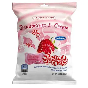 Scripture Candy, Strawberry & Cream Hard Candy 5.5 Ounce Bag, 25 Pieces