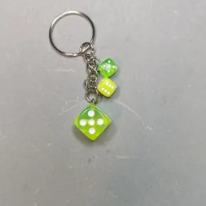 Neon Green Dice Keychain - Cute and Fun Accessory for Keys or Bag