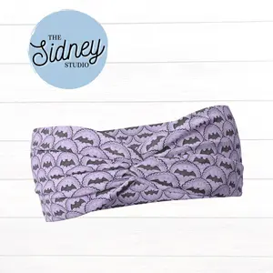 The Sidney Studio Halloween Bat Scallops Wide Twist Headband for Nurses Teachers and Moms Buttery Soft Ultra Stretchy Jersey Knit One Size Fits Most