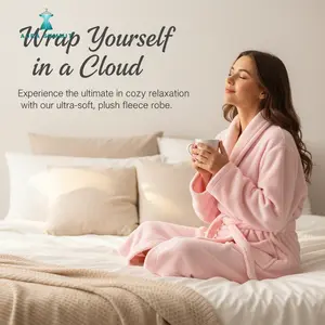 Women Robe Fleece Plush Soft, Fluffy Fuzzy Cozy Warm Lightweight Bathrobe, Shower Spa House Long Robe for Women Lanrong bathrobe for couples, autumn and winter coral velvet nightgown, men's and women's home clothes, medium and long styles, thick and overs