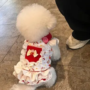 Western-style dog and cat clothes, fluffy dresses, suitable for Teddy and Bichon breeds, perfect for birthdays and spring/summer occasions.