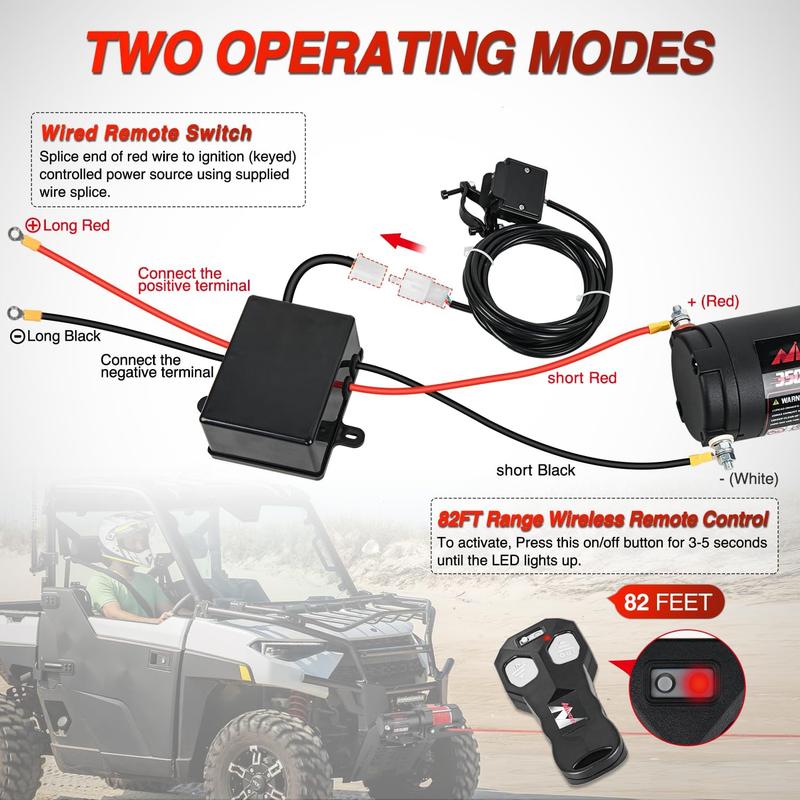 Nilight 3500 lbs ATV Winch 12V Electric Winches With Synthetic Winch Rope Wireless Remote Wired Switch Fairlead Mounting Plate Portable Waterproof Winch for Towing ATV UTV Trailer Truck Jeep Offroad Heavy Duty