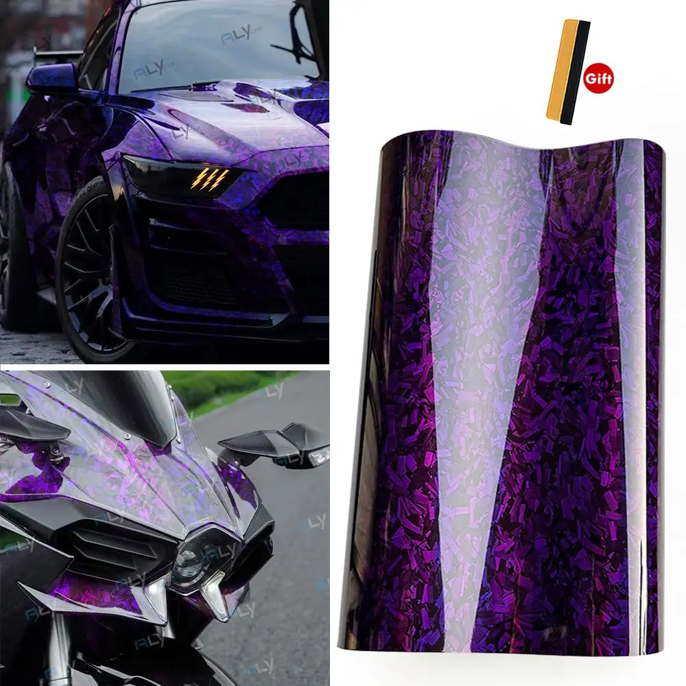 Quality Carbon Fiber Sticker Vinyl Paper for Car Vinyl Wrap Glossy Auto Wrapping Car Film Covering Laser Purple Motorcycle Vinyl