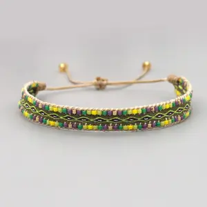 Color gradient rice bead woven hand-beaded bracelet with adjustable drawstring forest style exquisite niche design jewelry