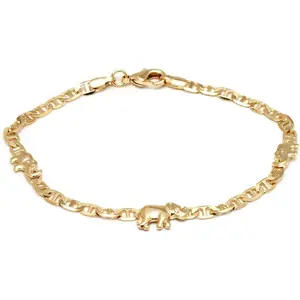 18K Gold Plated Flat Marina Elephant Anklet For Women - Made In Brazil