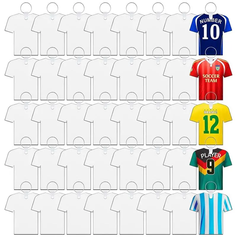 120PCS Sublimation Keychain Blanks Double Side Heat Transfer Blanks MDF Key Rings Football Sublimation Keychain Blanks