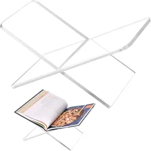 11 x 7 x 6 in Clear Transparent Acrylic Open Large Book Display Stand, 2-Piece Book Holder for Cookbook Art Book Bible Guest Book, Coffee Table Book Stand for Reading