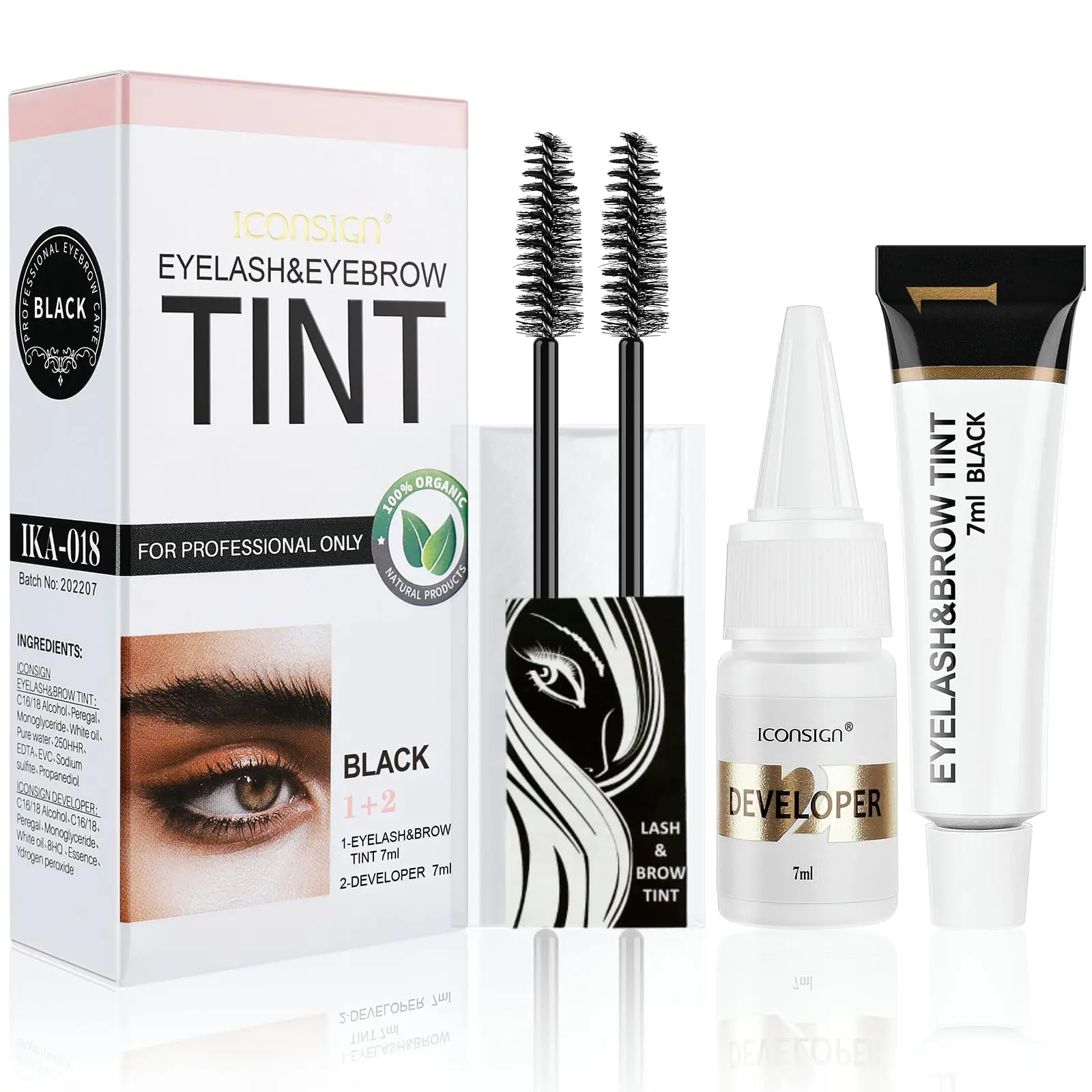 2-in-1 Eyelash & Eyebrow Color Kit | Professional DIY Lash and Brow Coloring for Salon-Quality Results at Home | Lasts Up to 6 Weeks (7ml, Black)