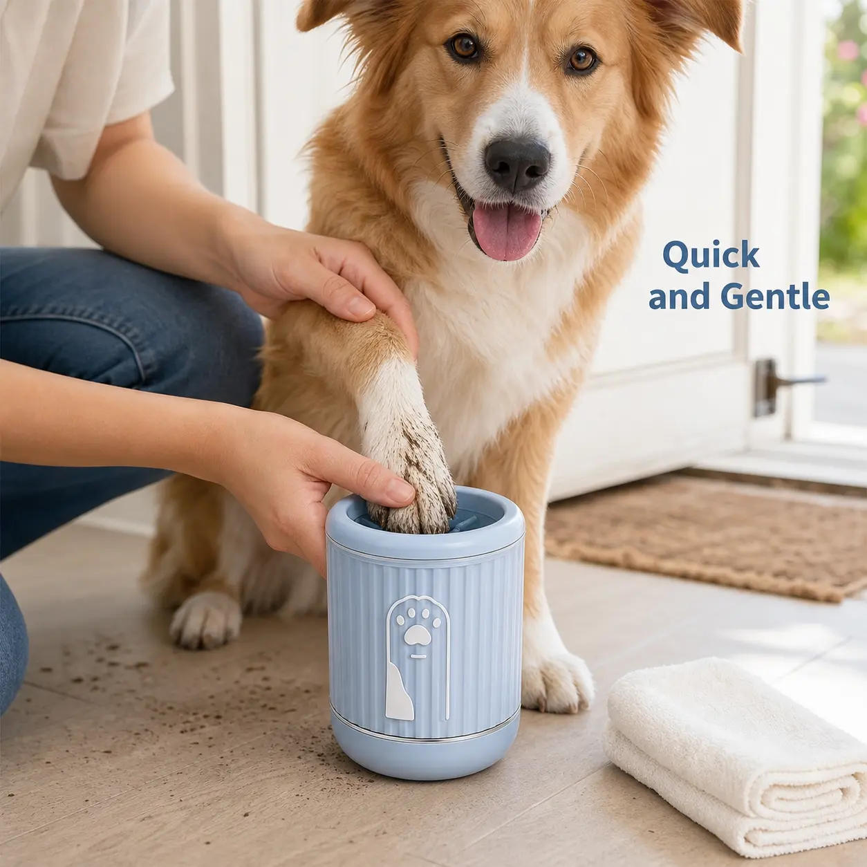 Pet Paw 2-in-1 Grooming Kit - Auto Clean Paw Washing Cup, 100pcs Grooming Wipes, Portable Claw Care Set Pack for Dogs & Cats, Durable Dog Gadgets with Quiet Operation
