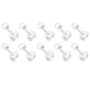 Lot of 10 Clear Bioflex 3mm Flat Push Top Piercing Retainers