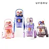 UFORU Kids' Colorful 19oz Wide Mouth Bathroom Tumbler - Lightweight Reusable Washable Water Bottle with Straw, Lid, Buckle Carry Strap, 3D Cartoon Details Add Playful Charm for Back to School Shopping, Cool Gifts for Kids