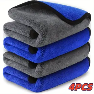 4pcs Microfiber Towels for Cars Wash, 25×25cm/9.84×9.84in Microfiber Cleaning Cloth, Drying Plush Cleaning Cloth, Auto Detailing Super Absorbent for Interior & Exterior Lint Free, Streak Free, 400 GSM, Car Detailing Tools