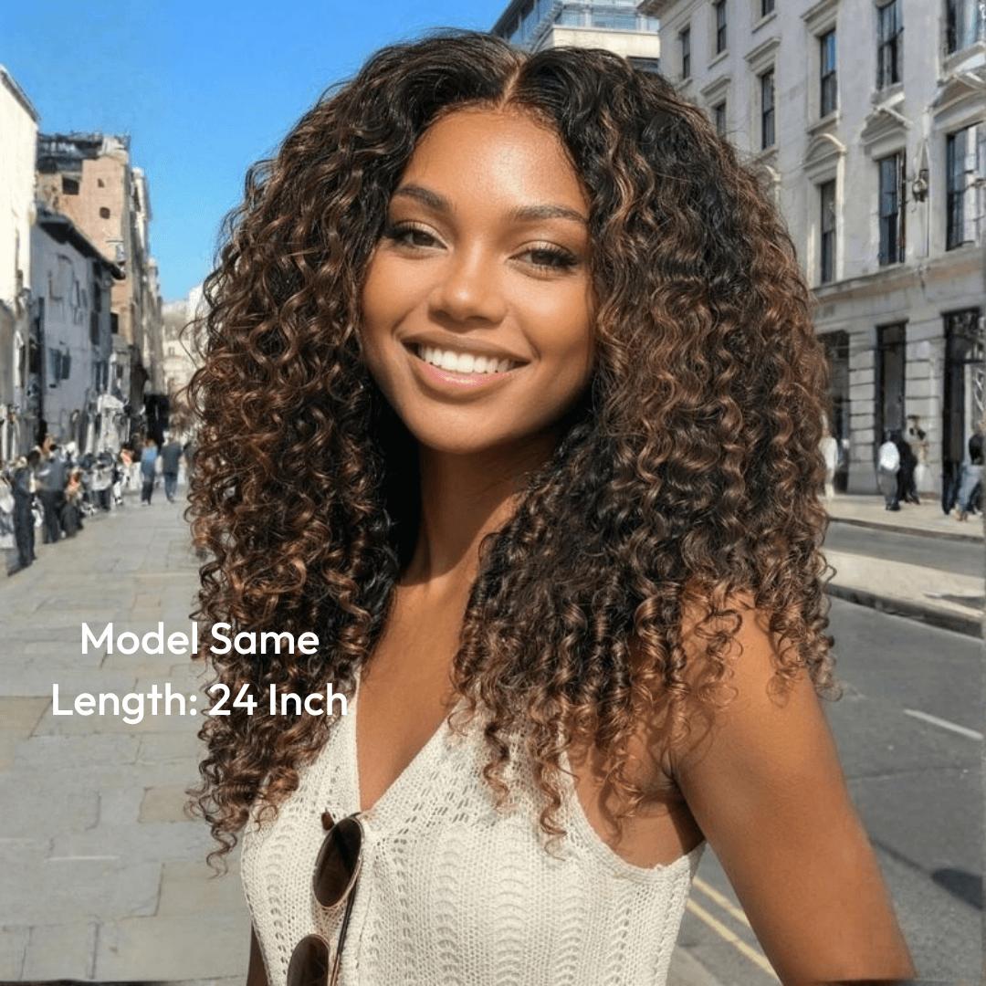 Nadula Spiral Curls Water Curly Chestnut Brown Ombre Burmese 7x5 Lace Wig Twist Out at the End Virgin Human Pre-everything Tangle-Free 16-24 Inches Soft Bouncy Hair Summervibes TikTokShopStockUp