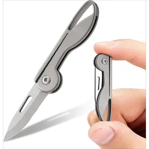 X-KC09 Mini Titanium Pocket Knife keychain for Everyday Carry- Razor Sharp Folding Blade, Lightweight EDC Tool for Camping, Hiking and Outdoor (Grey)