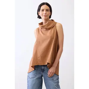 Draped Neck Linen Tunic
