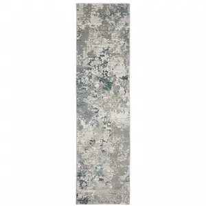 HomeRoots 510484 2x8 ft. Abstract Power Loom Stain Resistant Runner Rug - Textured Design, Multicolor, Stain-Blocking, Synthetic Weaving Teal Runner (Blue, Beige & Teal), Textured Design Runners, Multicolor Rug Runners