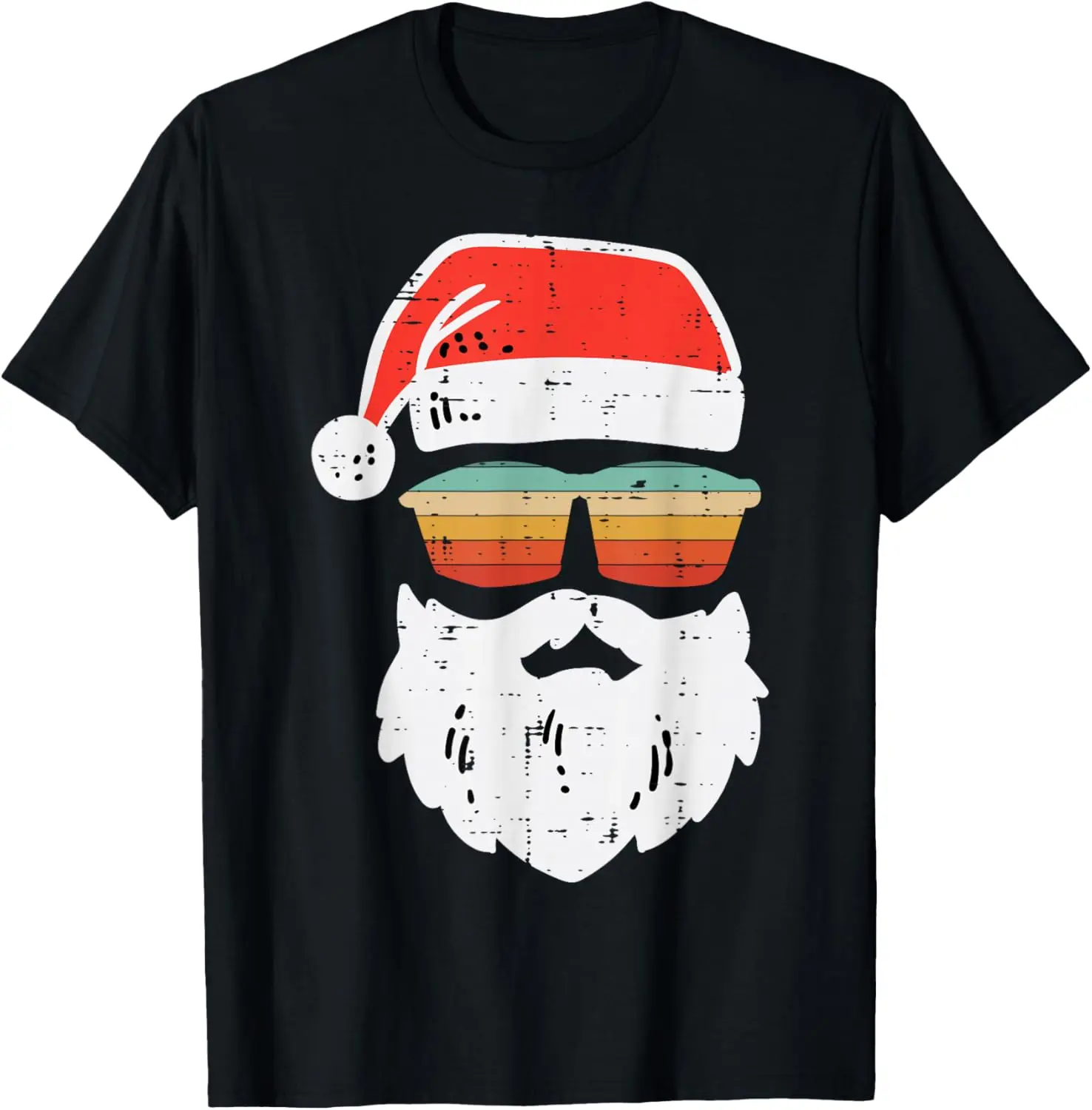 Women's Retro Santa Graphic Christmas T-Shirt, Casual 100% Cotton Short Sleeve Top, Comfortable and Breathable for Everyday Wear