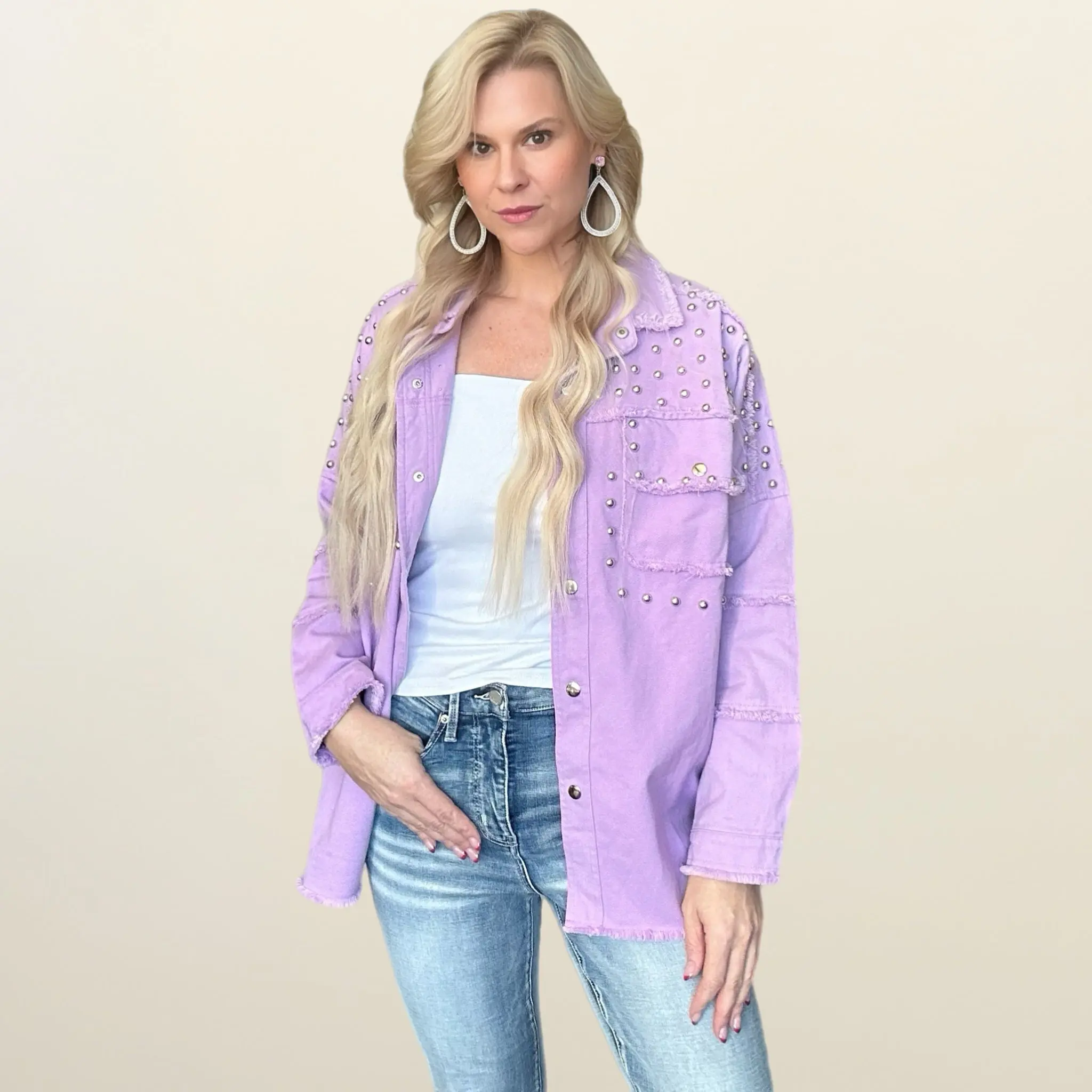 Rebel  Chic Purple Studded Jacket