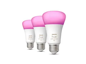 Philips Hue A19 LED Smart Light Bulb - White and Color Ambiance - 60W Indoor Light Bulb - Control with Hue App - Works with Alexa, Google Assistant and Apple Homekit - 3 Pack