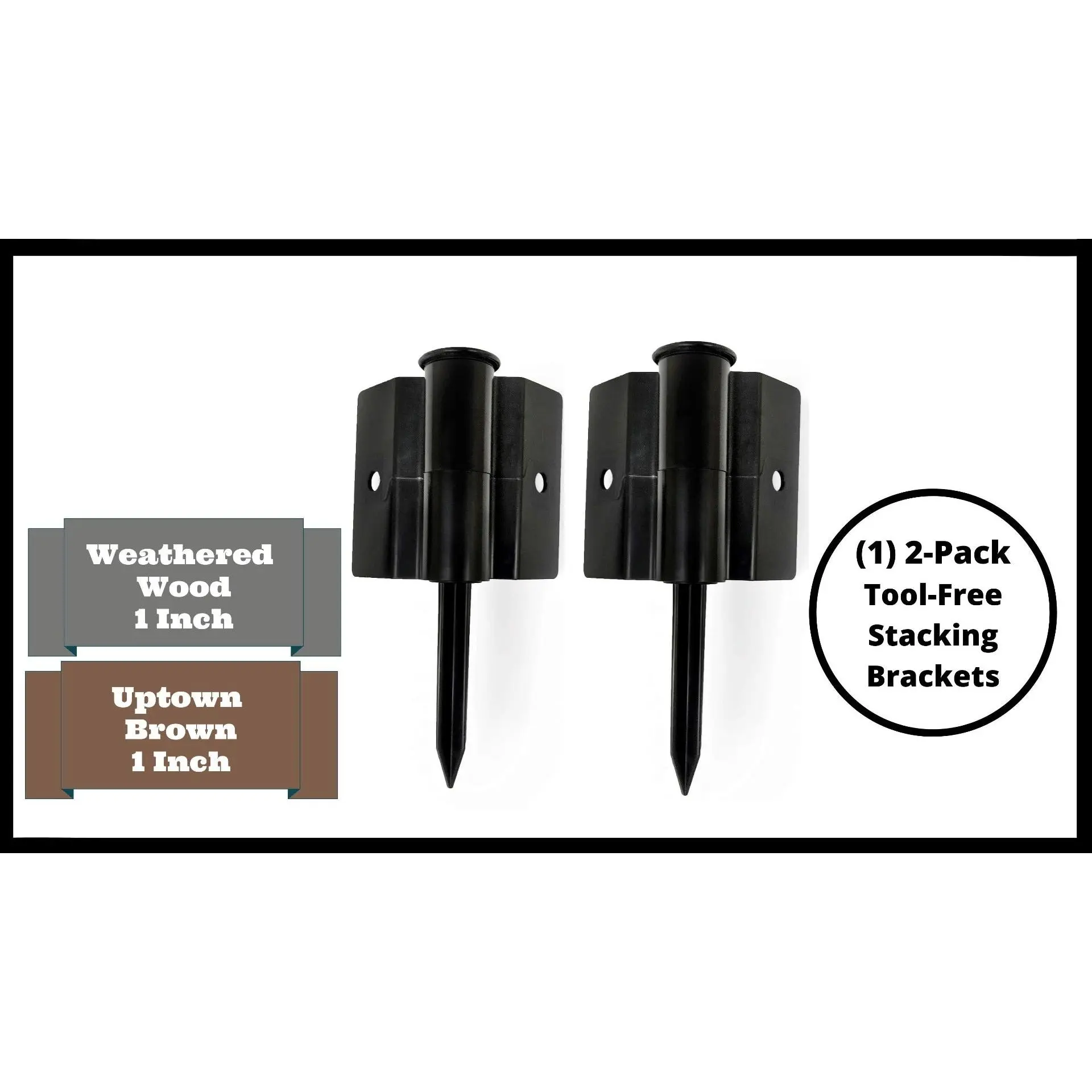 Snap-Lock Raised Garden Bed Brackets – 1” Stacking Bracket (2 pack Black)