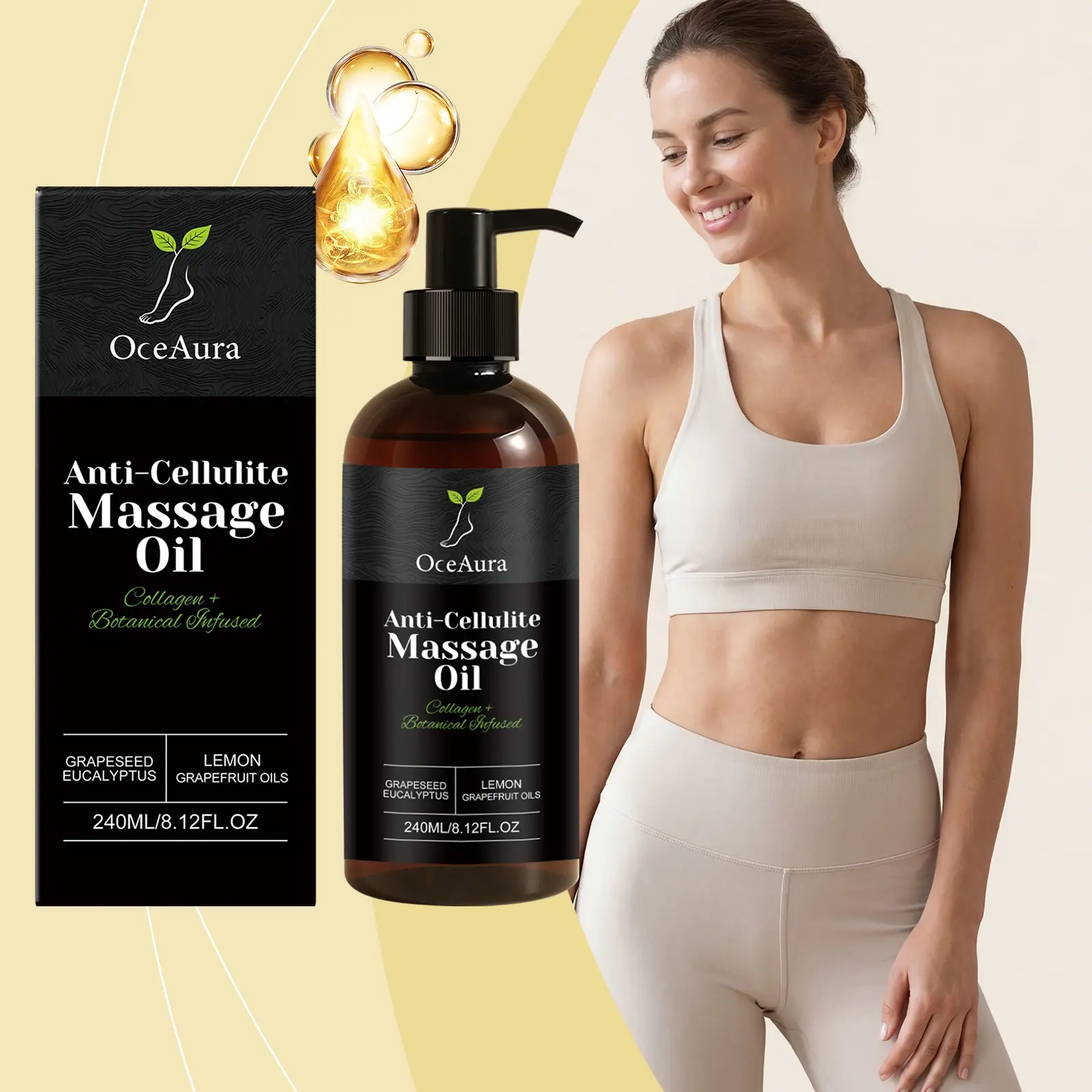 Collagen Anti-Cellulite Massage Oil, Abdomen Thigh Firming, Nourishing Dry Skin, Glowing Soothing Revitalizing, Tightening Moisturizing Hydrating Body Oil, Luminous Oil, Body Care, Moisturizing Body Oils