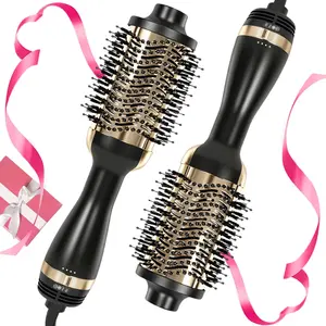 3in1 hot air brush, Multi-Function Hair Dryer and Straightener, Thermal Brush Straightener, Straightening Bristle Brush, leaves hair smooth, shiny, voluminous, frizz-free with salon-like blowout every time