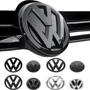 1/2Pcs 140mm 135mm 113mm 3D ABS Car Logo Hood Front Grille Emblem Rear Trunk Badge Logo Sticker Decoration Replacement Accessories For Volkswagen VW Golf 7 MK7 Golf 7.5 MK7.5 Car Decals
