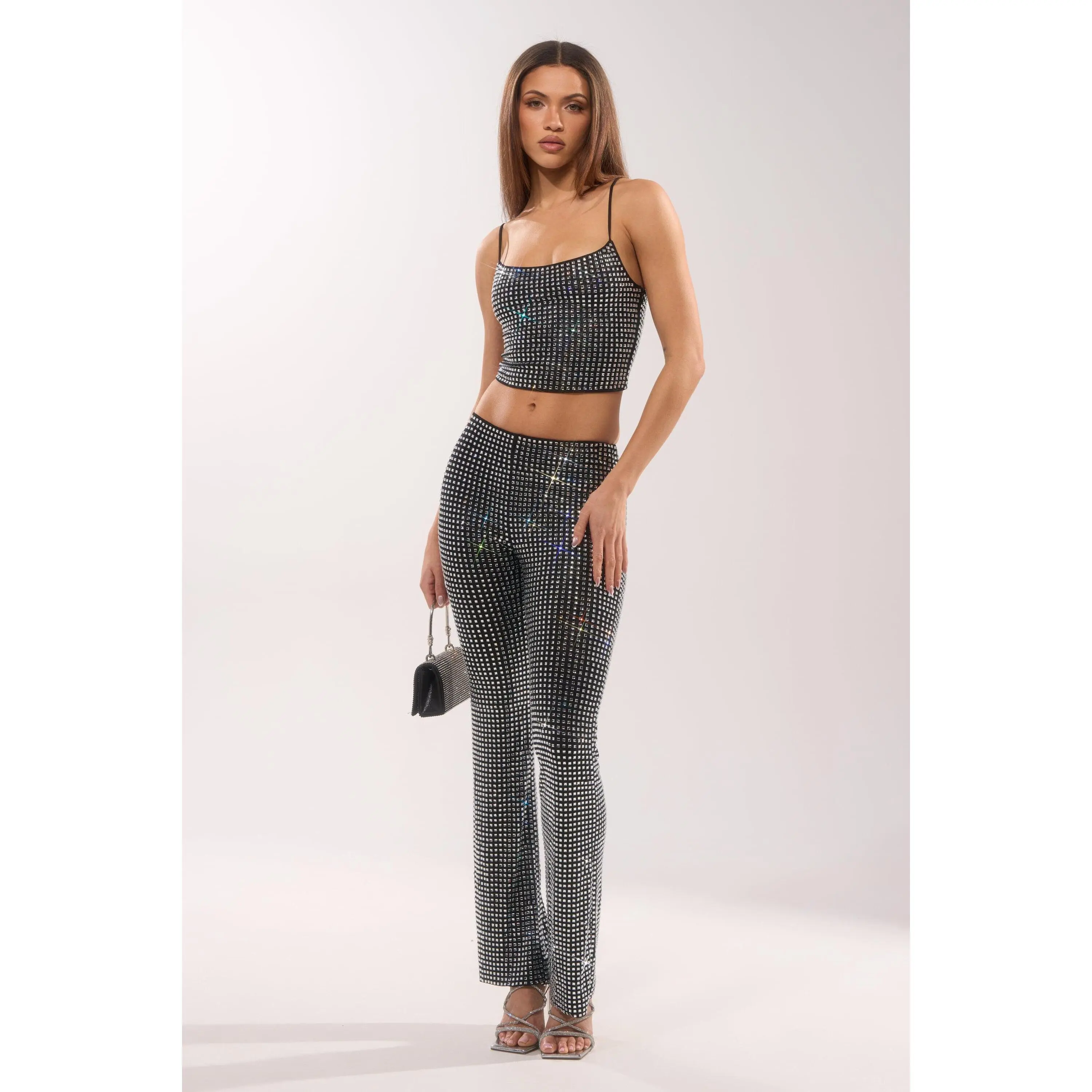 ALL EYES ON ME RHINESTONE FLARE TROUSER