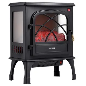 VEVOR 25.5inch Freestanding Fireplaces,  1500W 5120BTU Portable Electric Fireplace Stove Heater, with Overheating Protection,Adjustable Flames,Timer, Remote,for Living Room,Bedroom,Black